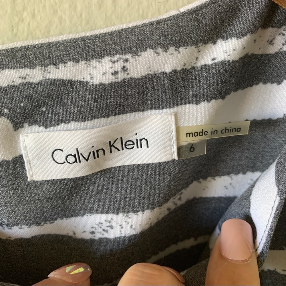 Calvin Klein White & Gray Striped Sheath Dress - Picture 4 of 9